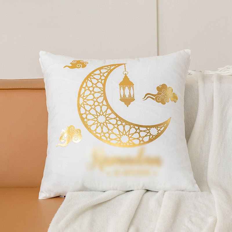 Eid Moon Hot Stamped Short Plush Pillow Cover (MR076) - Mariam's Collection