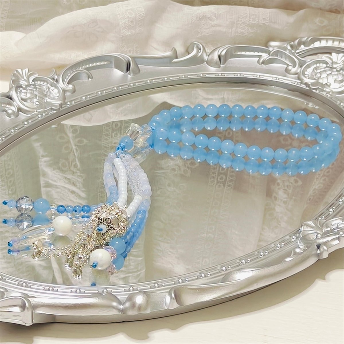 Elegance Islamic Gift Muslim Glass Tasbeeh with Beaded Tassel (MR082) - Mariam's Collection