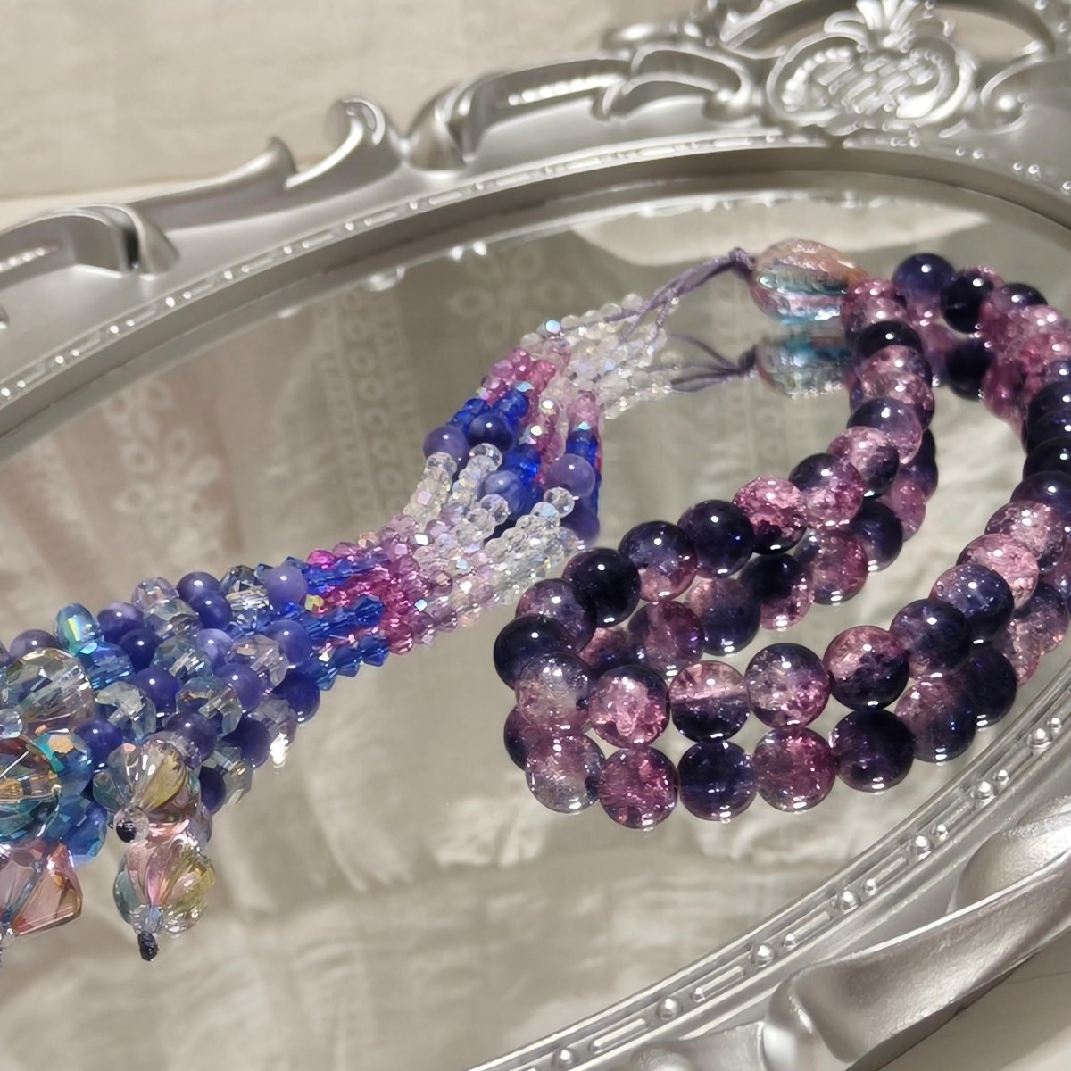 Elegance Islamic Gift Muslim Glass Tasbeeh with Beaded Tassel (MR082) - Mariam's Collection