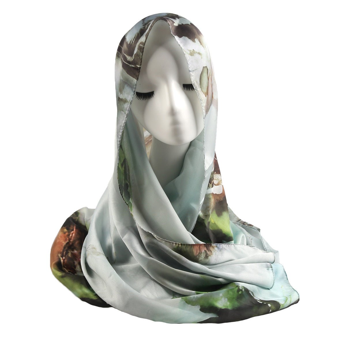 Elegance Satin Marble Print Hijab (MH172) - Mariam's Collection