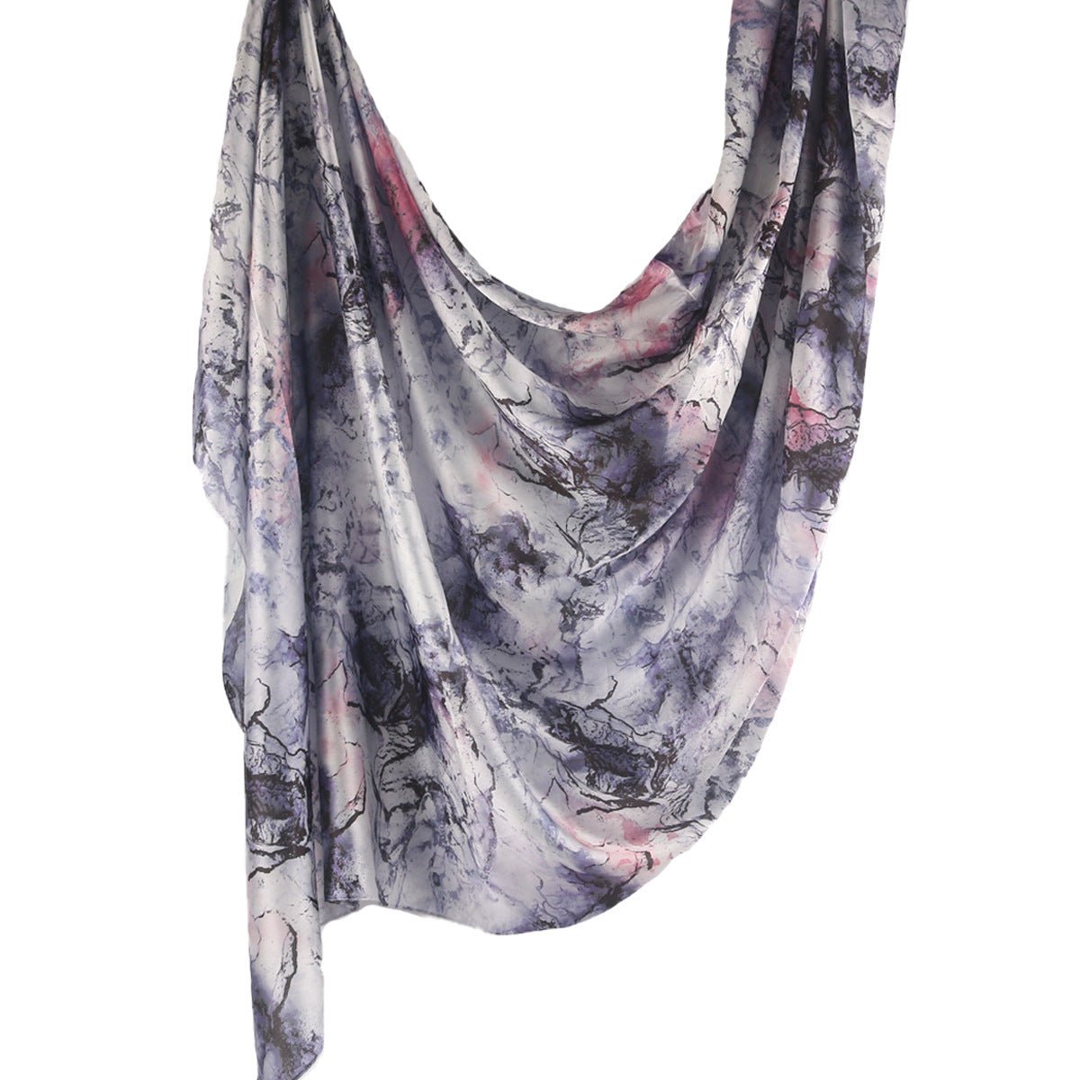 Elegance Satin Marble Print Hijab (MH172) - Mariam's Collection