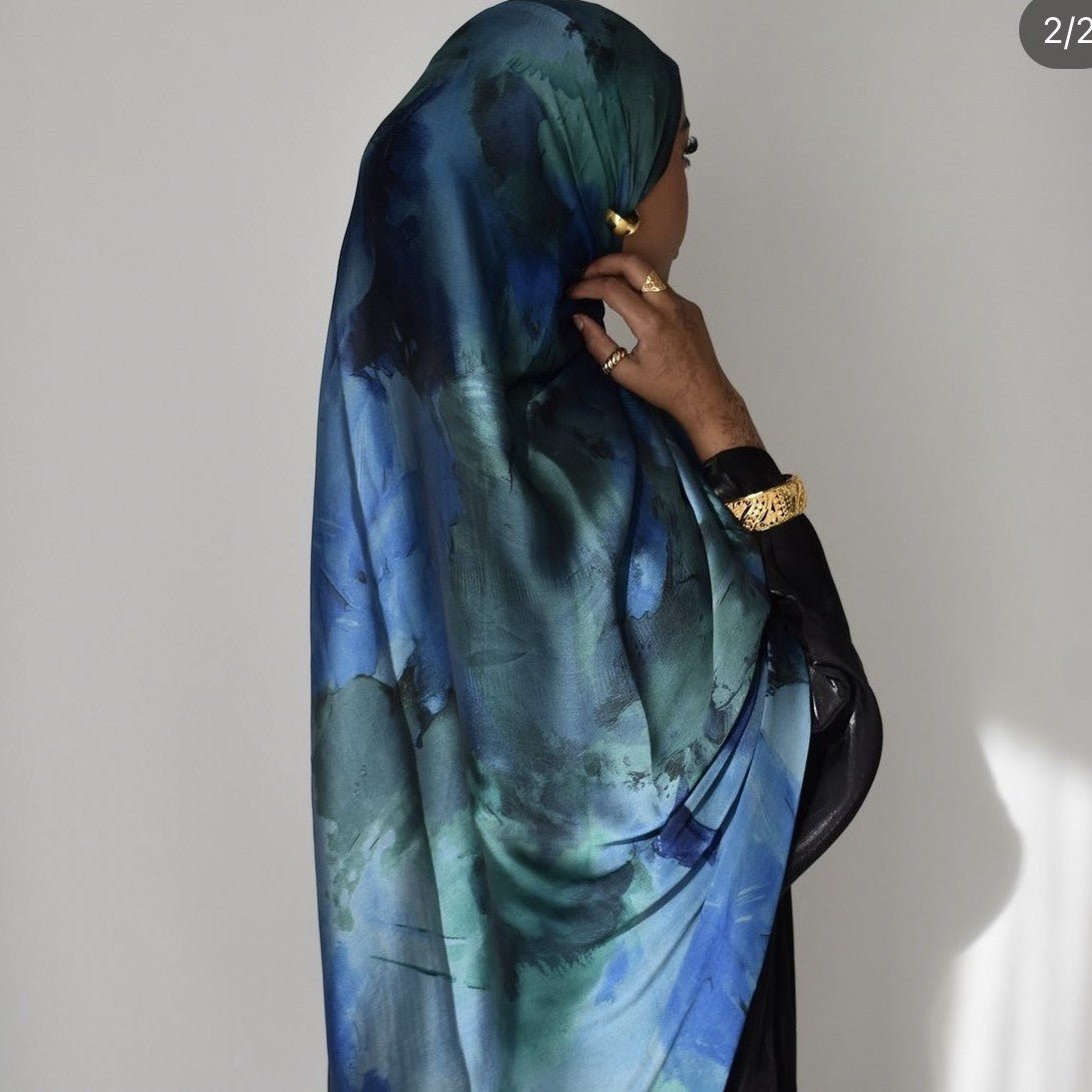 Elegance Satin Marble Print Hijab (MH172) - Mariam's Collection