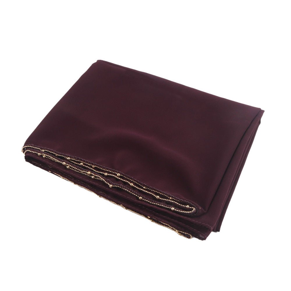 Elegance Solid Color Chiffon Hijab with Metallic Chain Trim (MH138) - Mariam's Collection