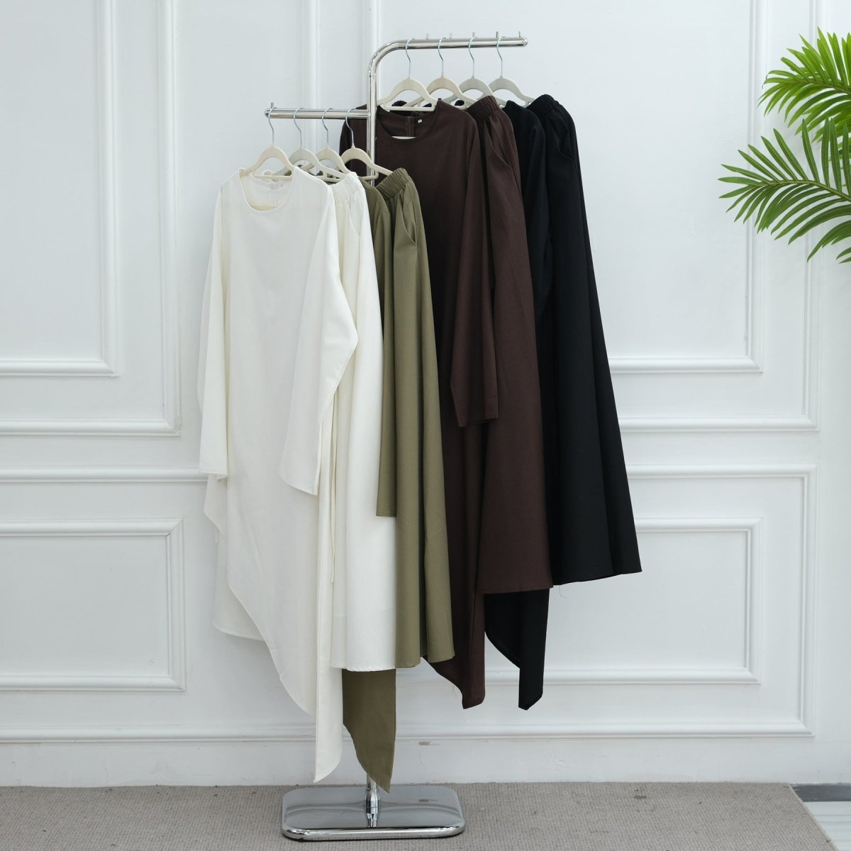 Elegant Asymmetric Top & Maxi Skirt Set | Cotton Linen Two - Piece Outfit(MS184) - Mariam's Collection