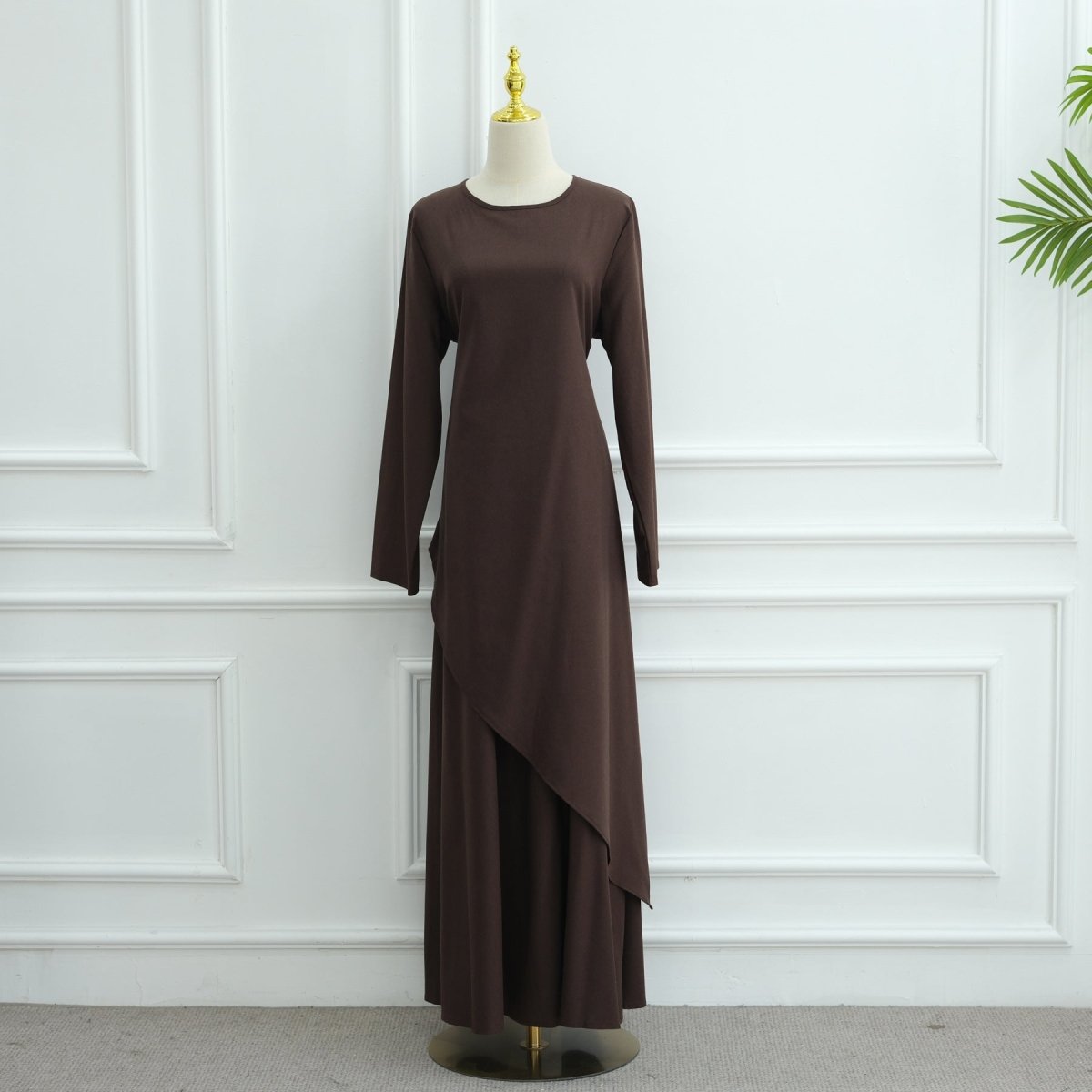 Elegant Asymmetric Top & Maxi Skirt Set | Cotton Linen Two - Piece Outfit(MS184) - Mariam's Collection