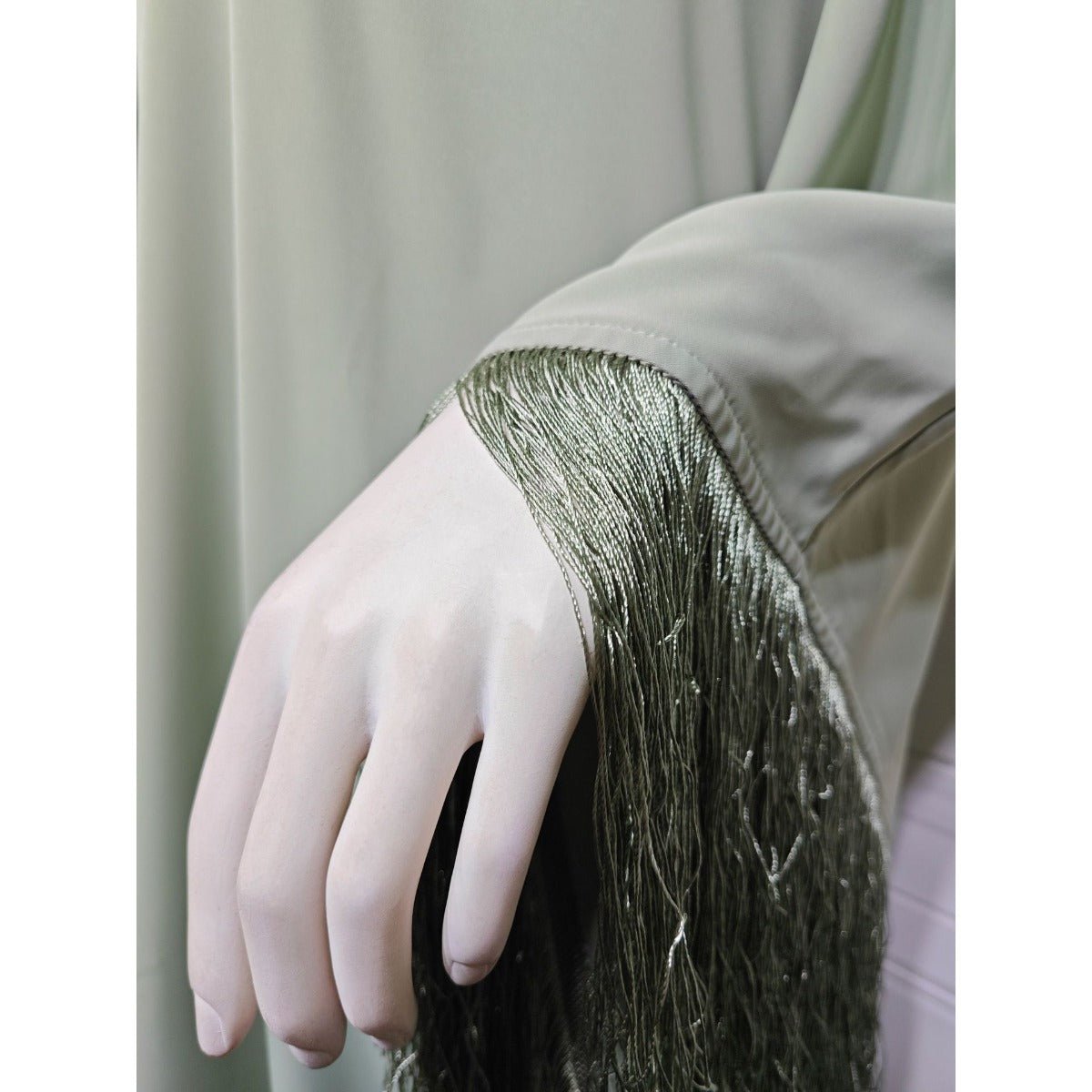 Elegant Bat Sleeve Tassel Kaftan | High Fashion Modest Party Dress with Flowy Fringe Details(MA288) - Mariam's Collection