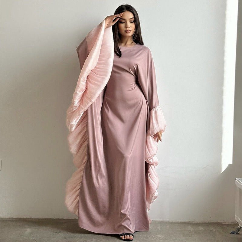 Elegant Batwing Abaya with Ruffled Sleeves(MA328) - Mariam's Collection