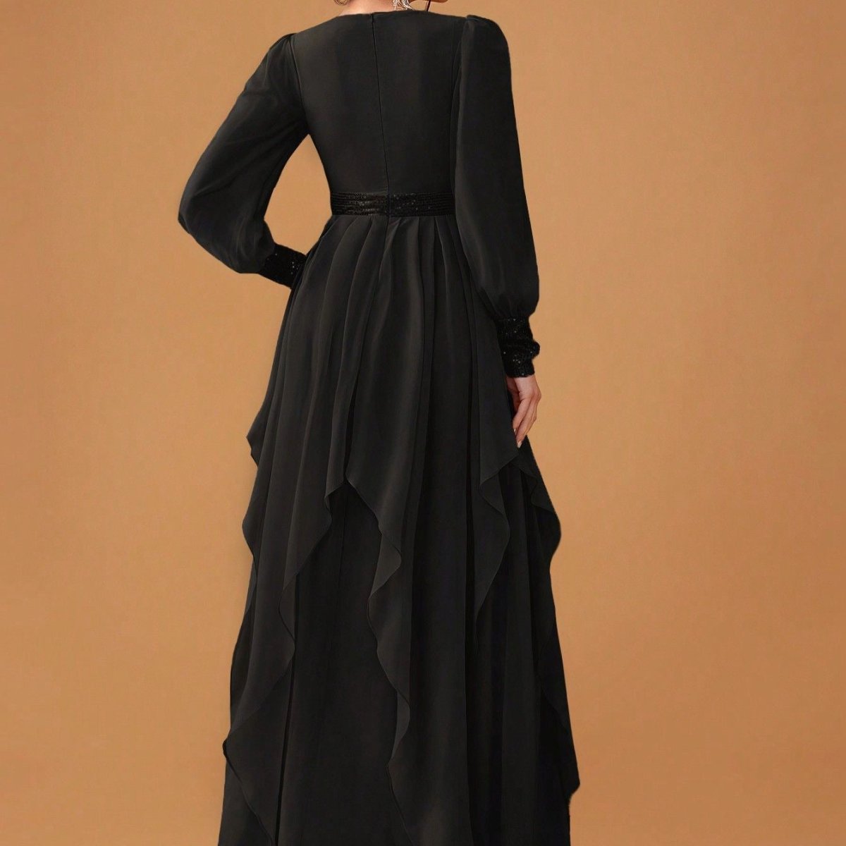 Elegant Chiffon Abaya with Draped Skirt (MS291) - Mariam's Collection
