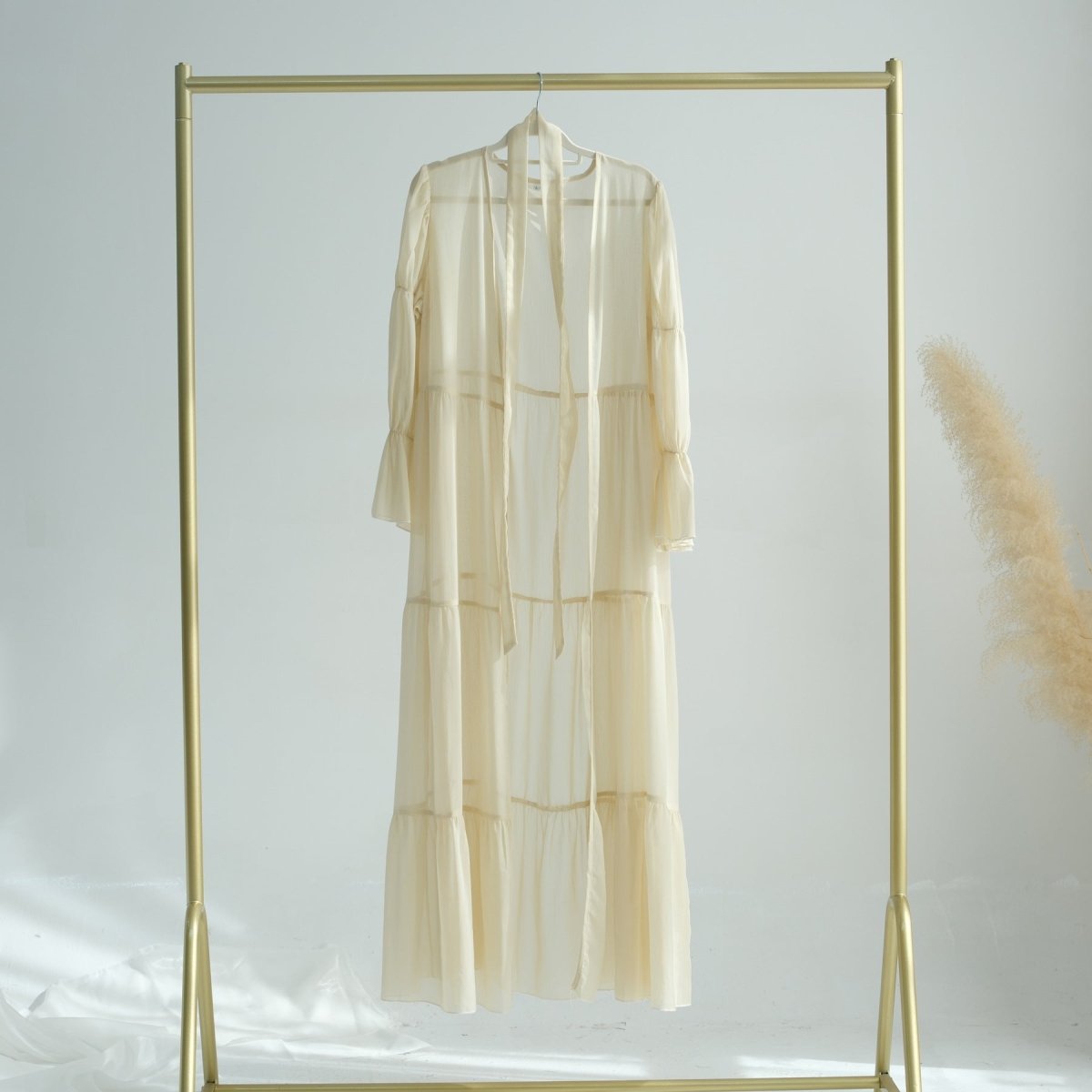 Elegant Chiffon Wrinkle Three - Piece Set Modest Muslim Abaya (MOA155) - Mariam's Collection