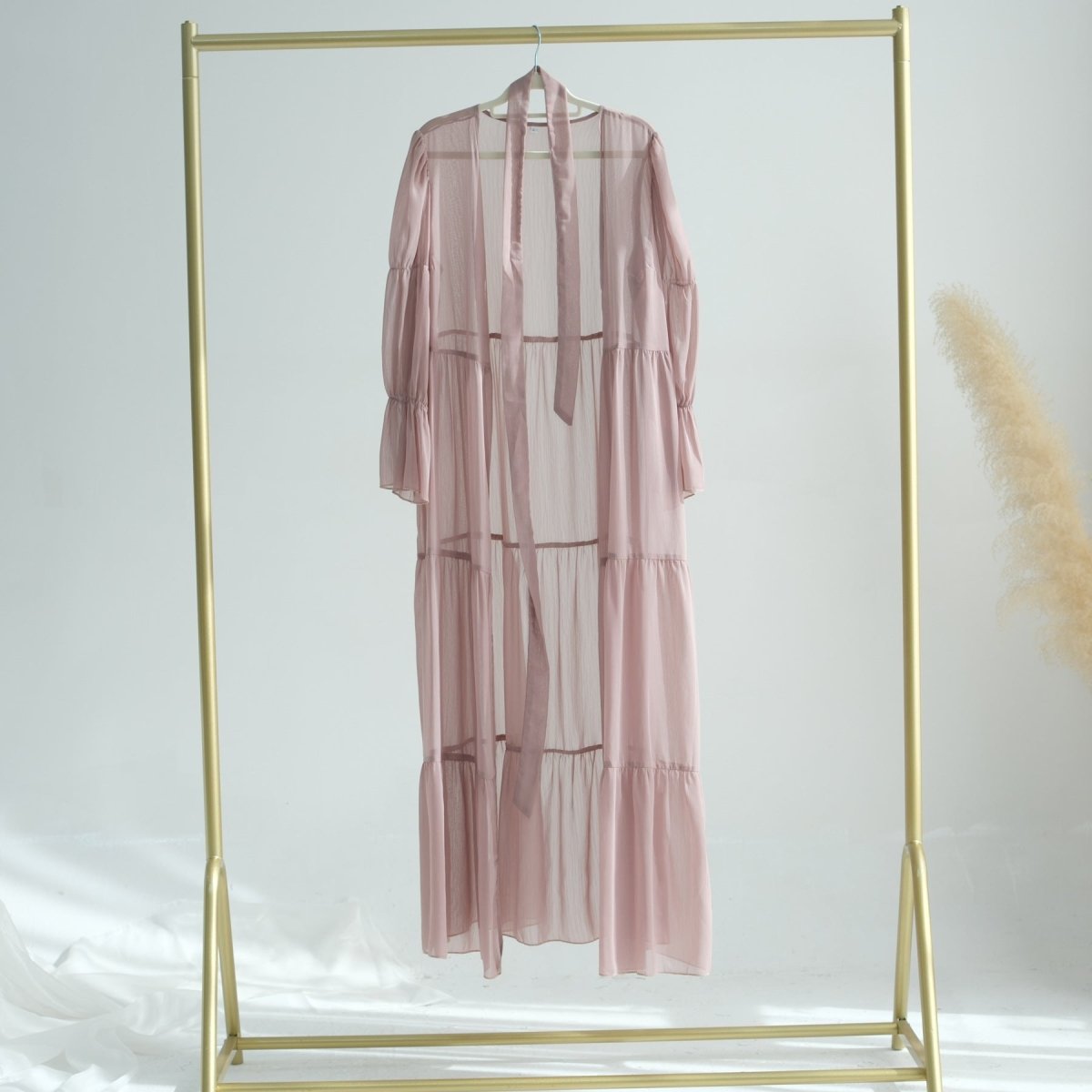 Elegant Chiffon Wrinkle Three - Piece Set Modest Muslim Abaya (MOA155) - Mariam's Collection