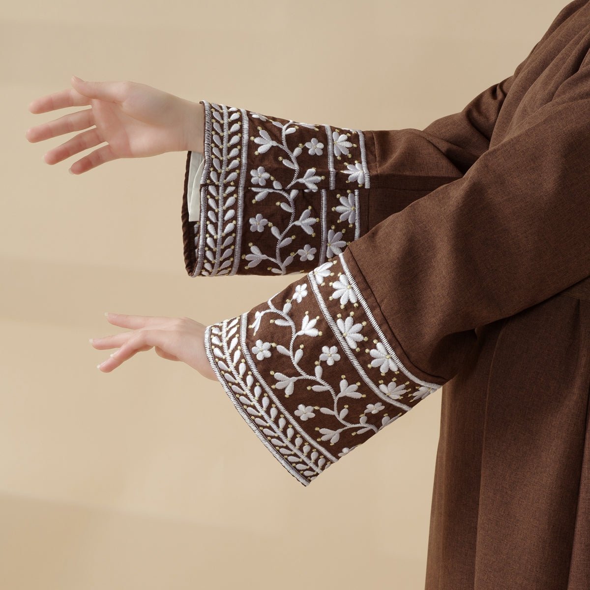 Elegant Cocoon - Cut Pullover Dress 2 - Piece Set Embroidered Abaya (MA145) - Mariam's Collection