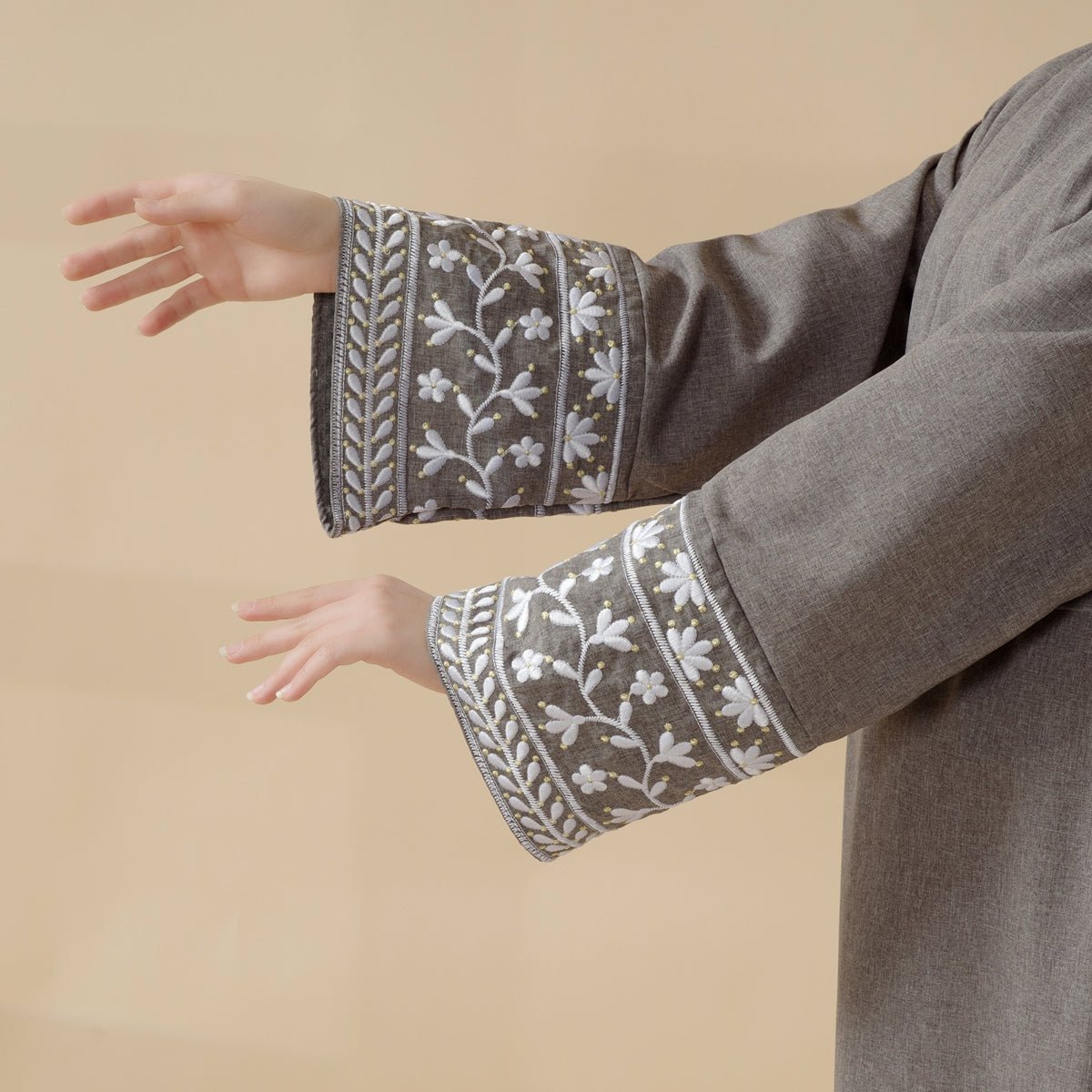 Elegant Cocoon-Cut Pullover Dress | 2-Piece Set Embroidered Abaya (MA145)