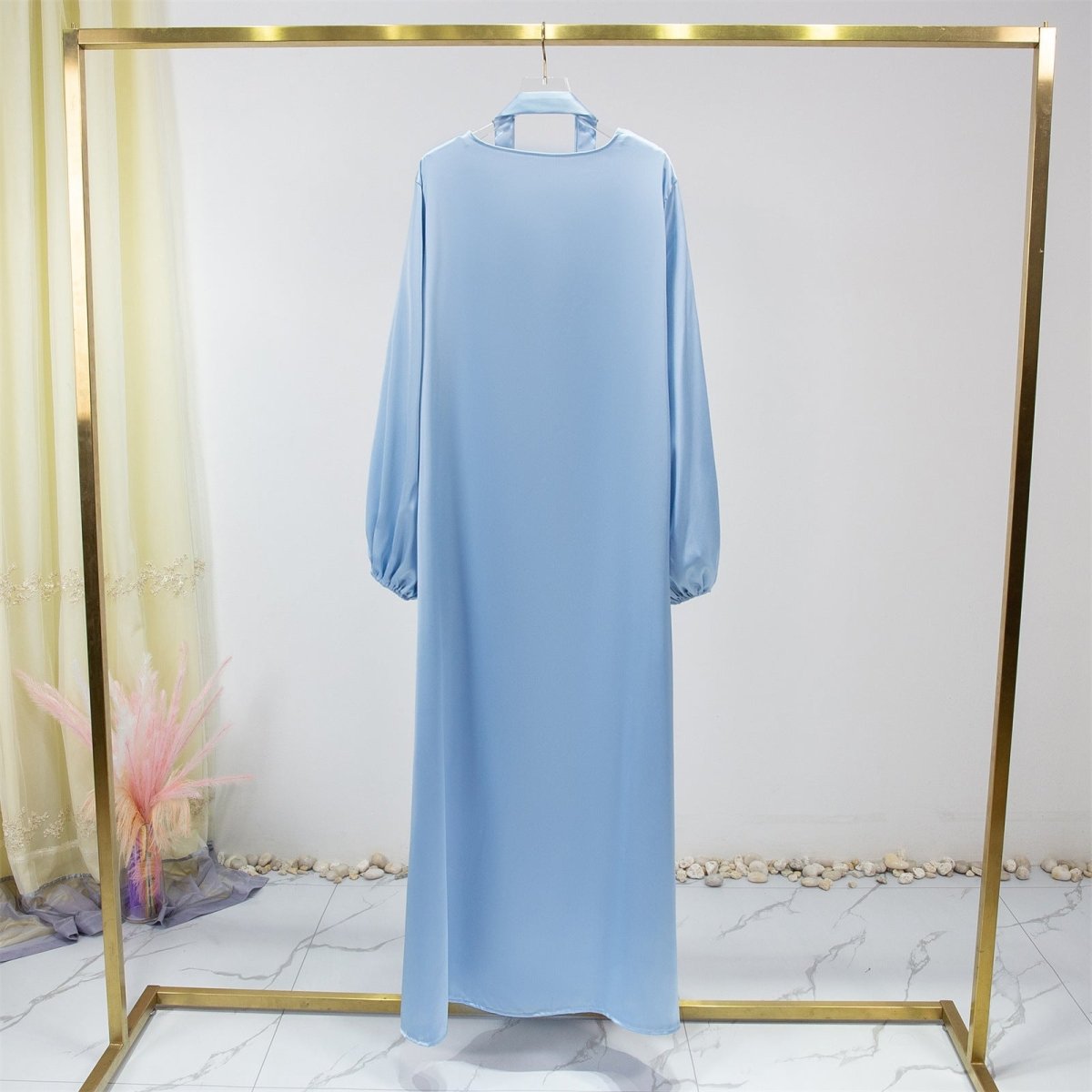 Elegant Fresh Candy - Colored Satin Open Abaya (MOA130) - Mariam's Collection