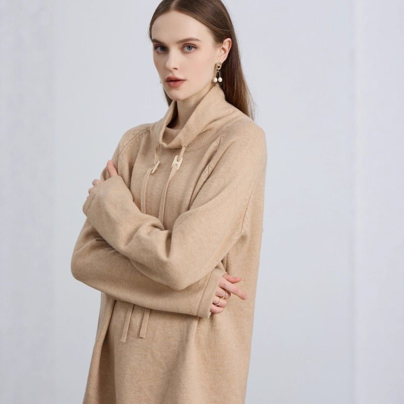 Elegant Half - Turtleneck Knit Sweater with Drawstring | Pullover Style Versatile Top(MS120) - Mariam's Collection