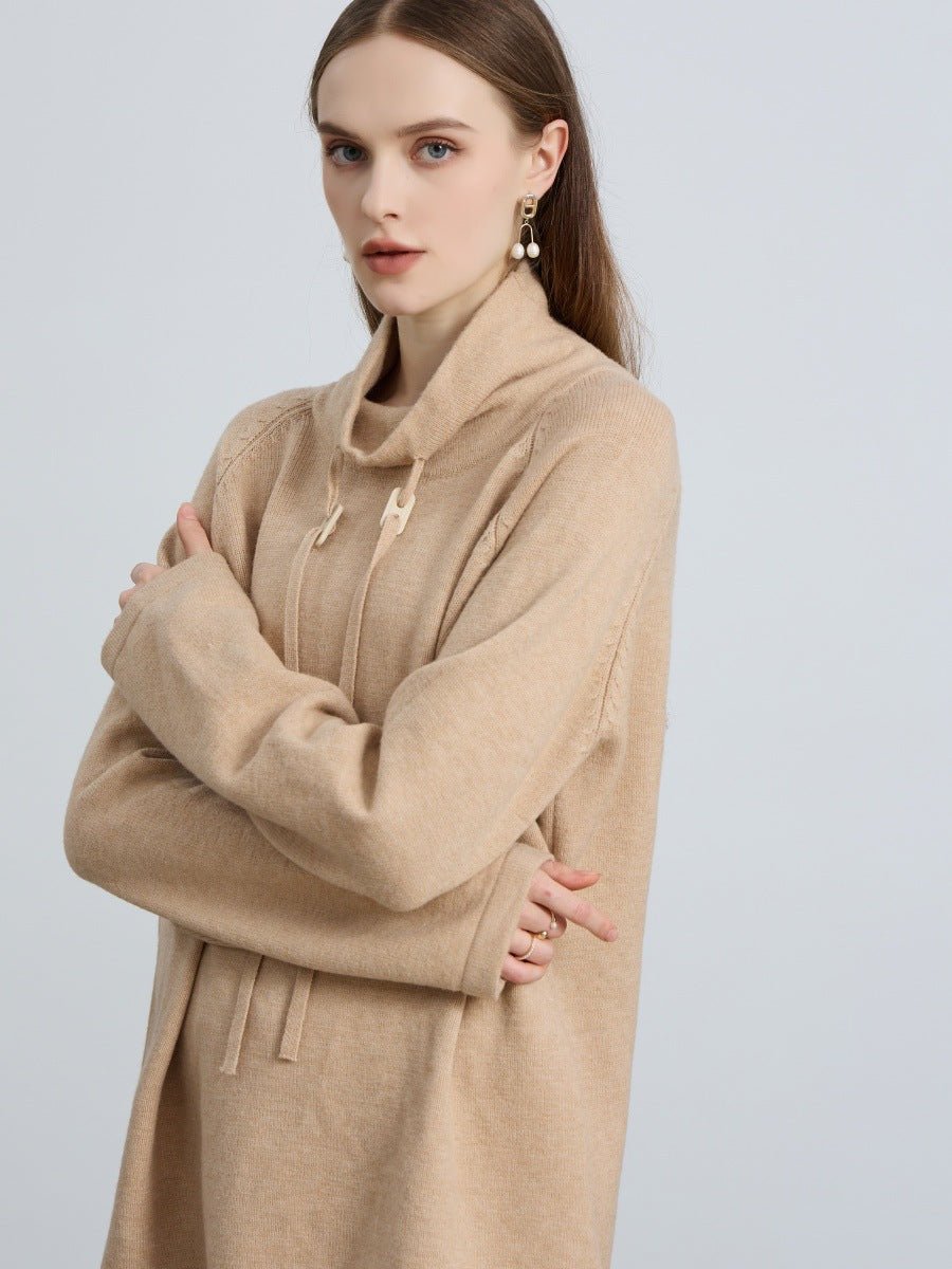 Elegant Half - Turtleneck Knit Sweater with Drawstring | Pullover Style Versatile Top(MS120) - Mariam's Collection