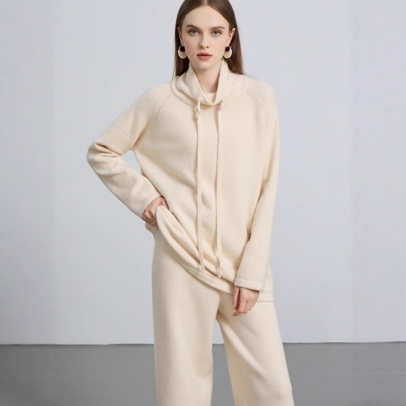 Elegant Half - Turtleneck Knit Sweater with Drawstring | Pullover Style Versatile Top(MS120) - Mariam's Collection