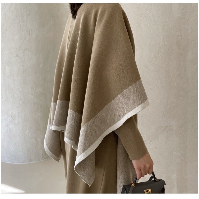 Elegant Knit Shawl & Half - Turtleneck Maxi Dress Set | Two - Piece Modest Outfit(MS117) - Mariam's Collection