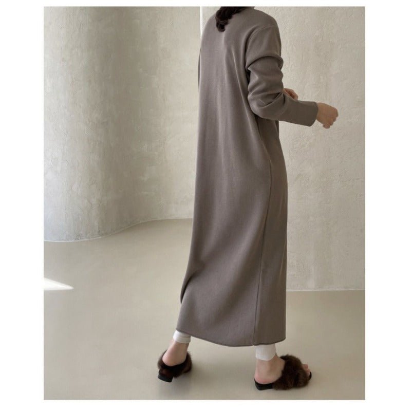 Elegant Knit Shawl & Half - Turtleneck Maxi Dress Set | Two - Piece Modest Outfit(MS117) - Mariam's Collection