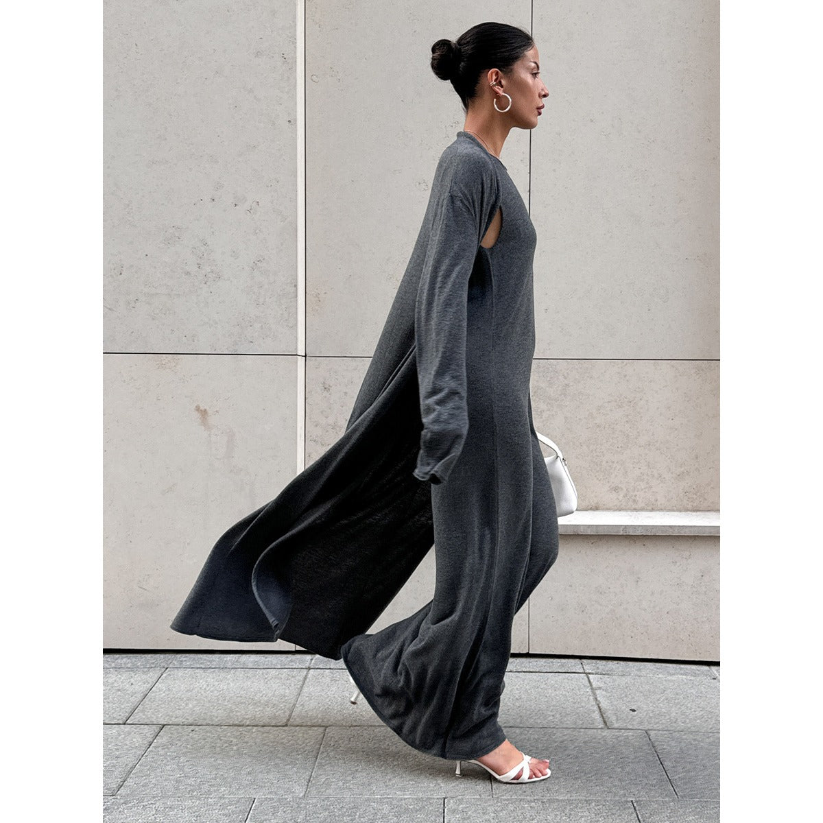 Elegant Knitted Two - Piece Set - Long Sleeve Cardigan & Suspenders Dress Women Outfit(MS108) - Mariam's Collection