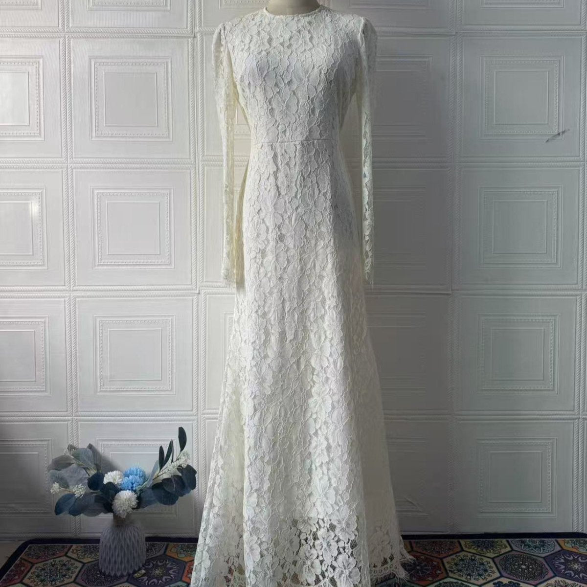 Elegant Lace Maxi Dress(MS318) - Mariam's Collection