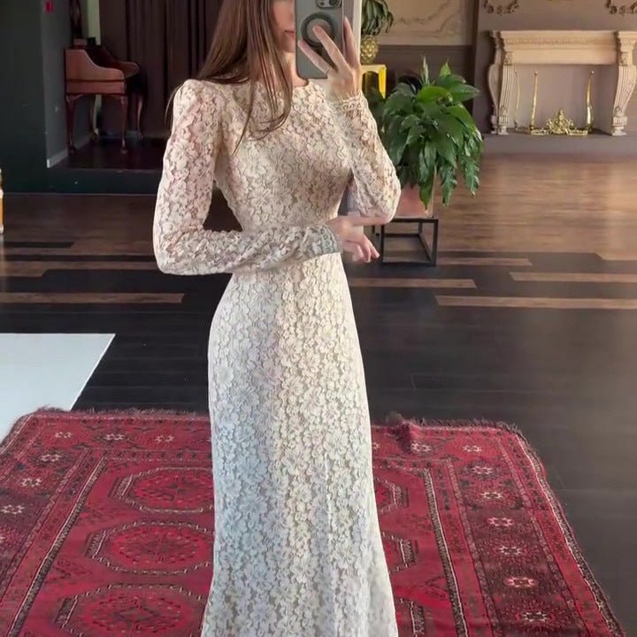 Elegant Lace Maxi Dress(MS318) - Mariam's Collection