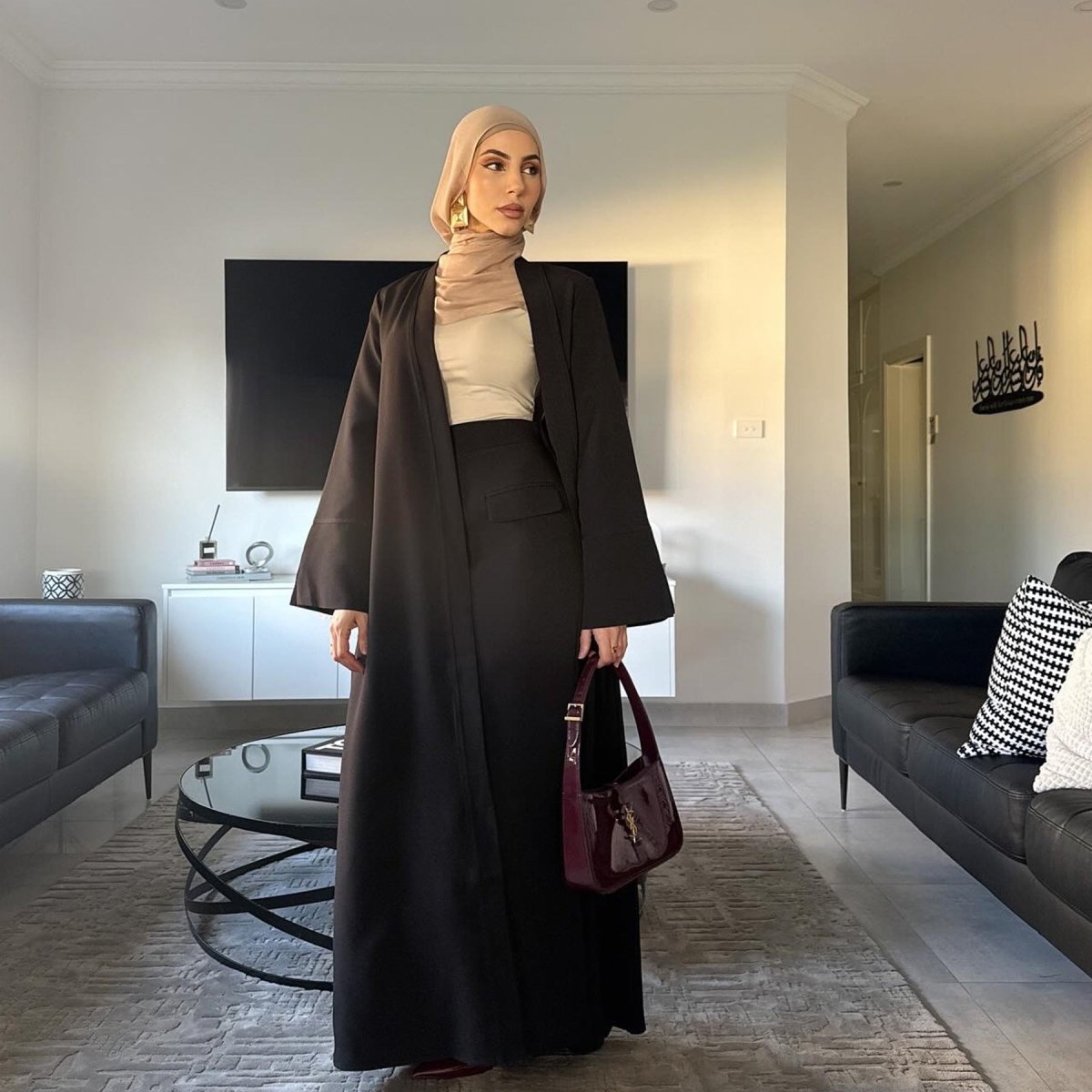 Elegant Long Cardigan & Maxi Skirt Set(MS175) - Mariam's Collection