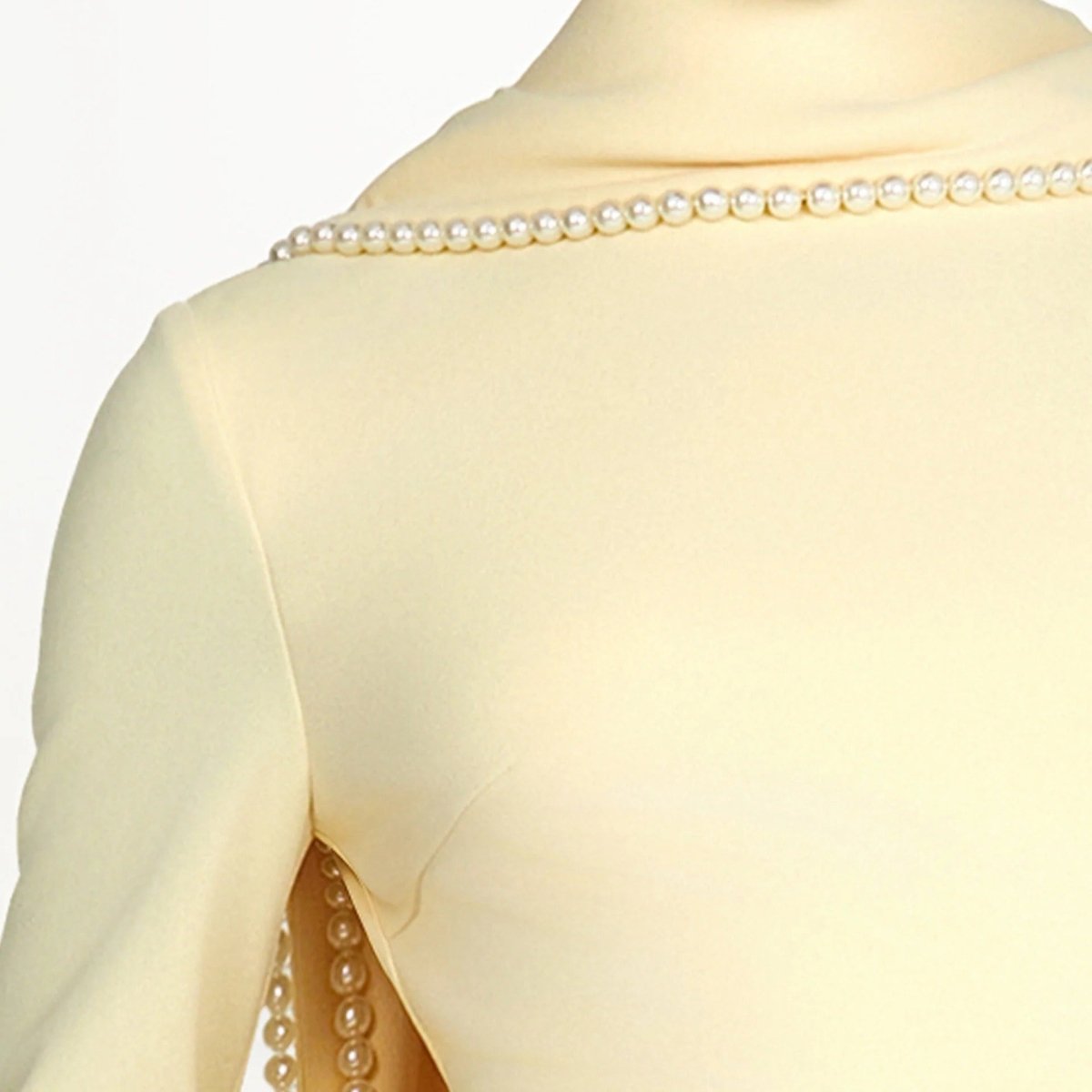 Elegant Pearl Embellished Cape Sleeve Evening Dress(MA337) - Mariam's Collection