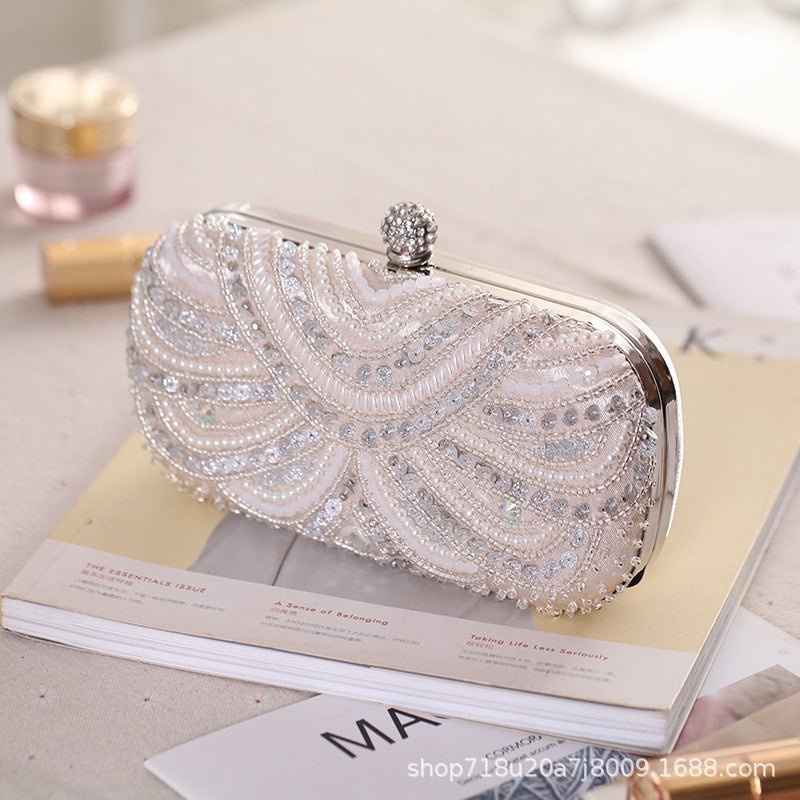 Elegant Pearl - Embellished Clutch Evening Bag for Weddings & Parties (MAC278) - Mariam's Collection