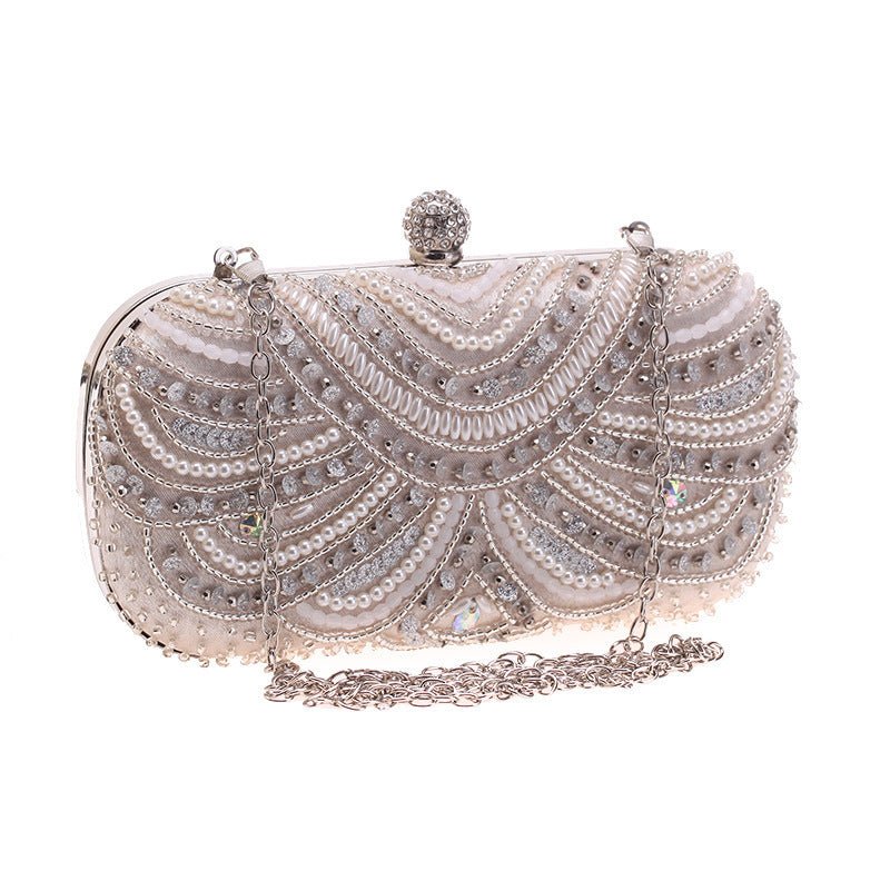 Elegant Pearl - Embellished Clutch Evening Bag for Weddings & Parties (MAC278) - Mariam's Collection