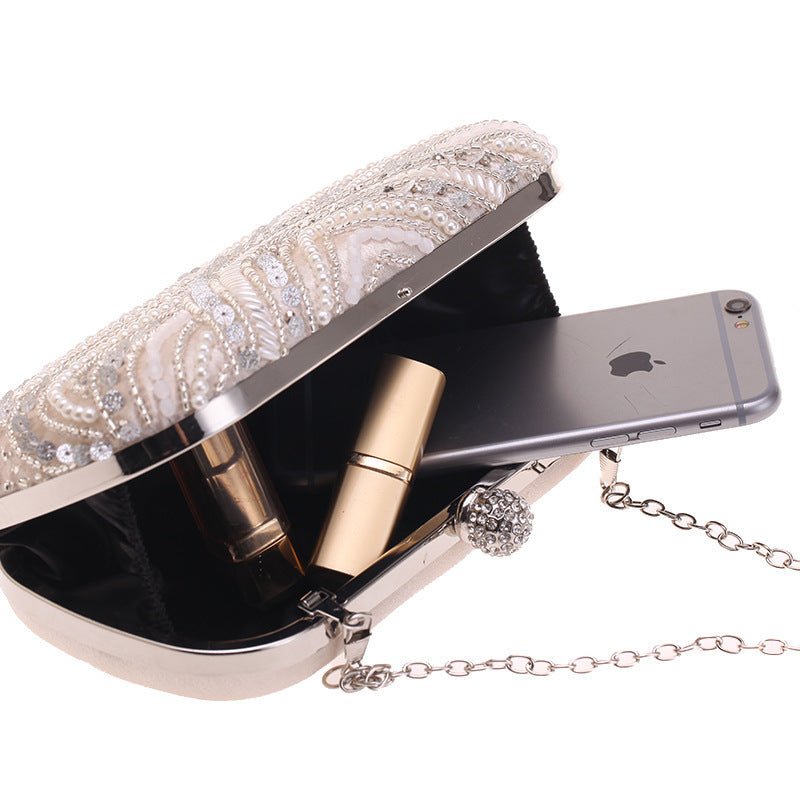 Elegant Pearl - Embellished Clutch Evening Bag for Weddings & Parties (MAC278) - Mariam's Collection