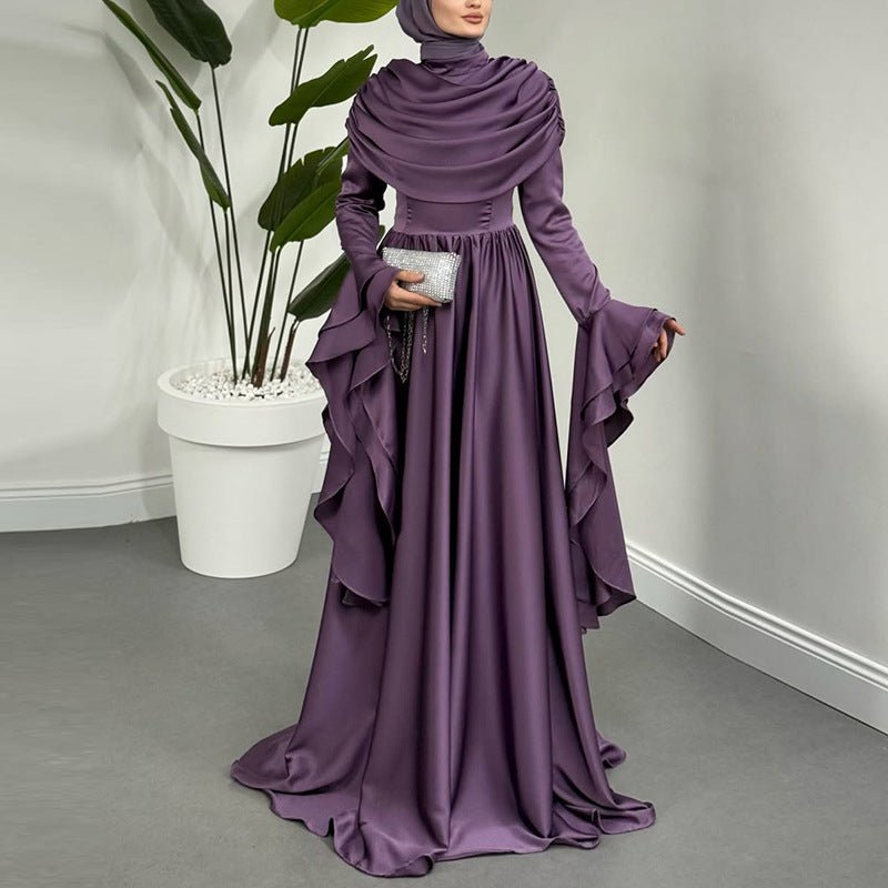 Elegant Pleated Maxi Dress with Slit(MS263) - Mariam's Collection