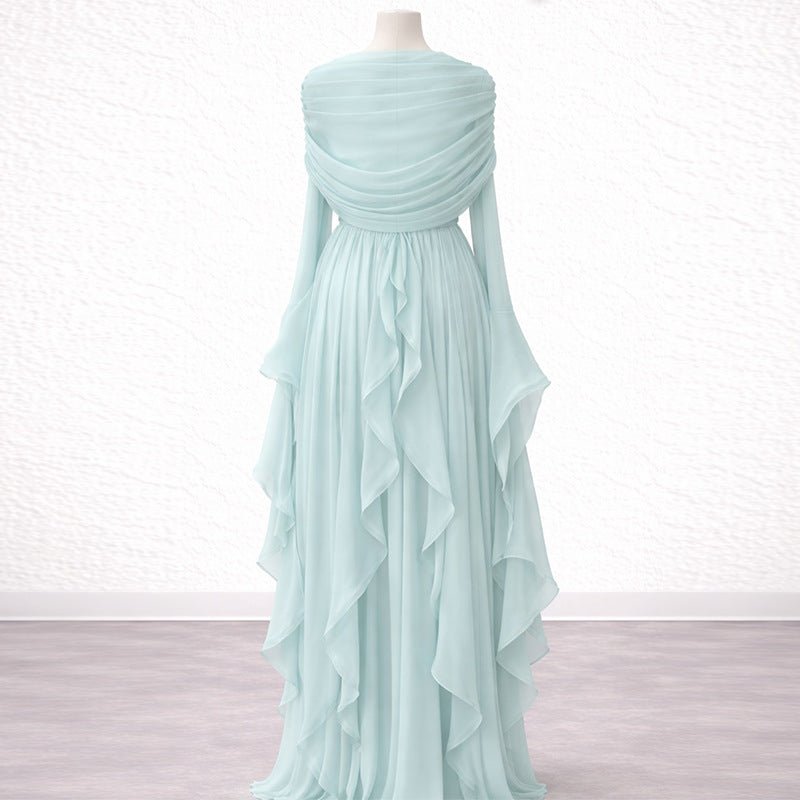 Elegant Pleated Maxi Dress with Slit(MS263) - Mariam's Collection