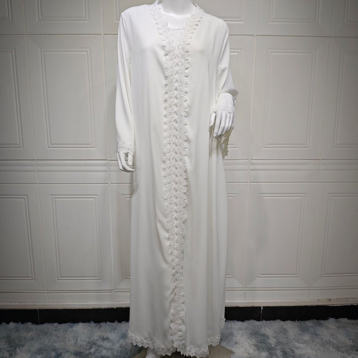 Elegant Prayer Dress with Floral Lace Detail(MOA285) - Mariam's Collection