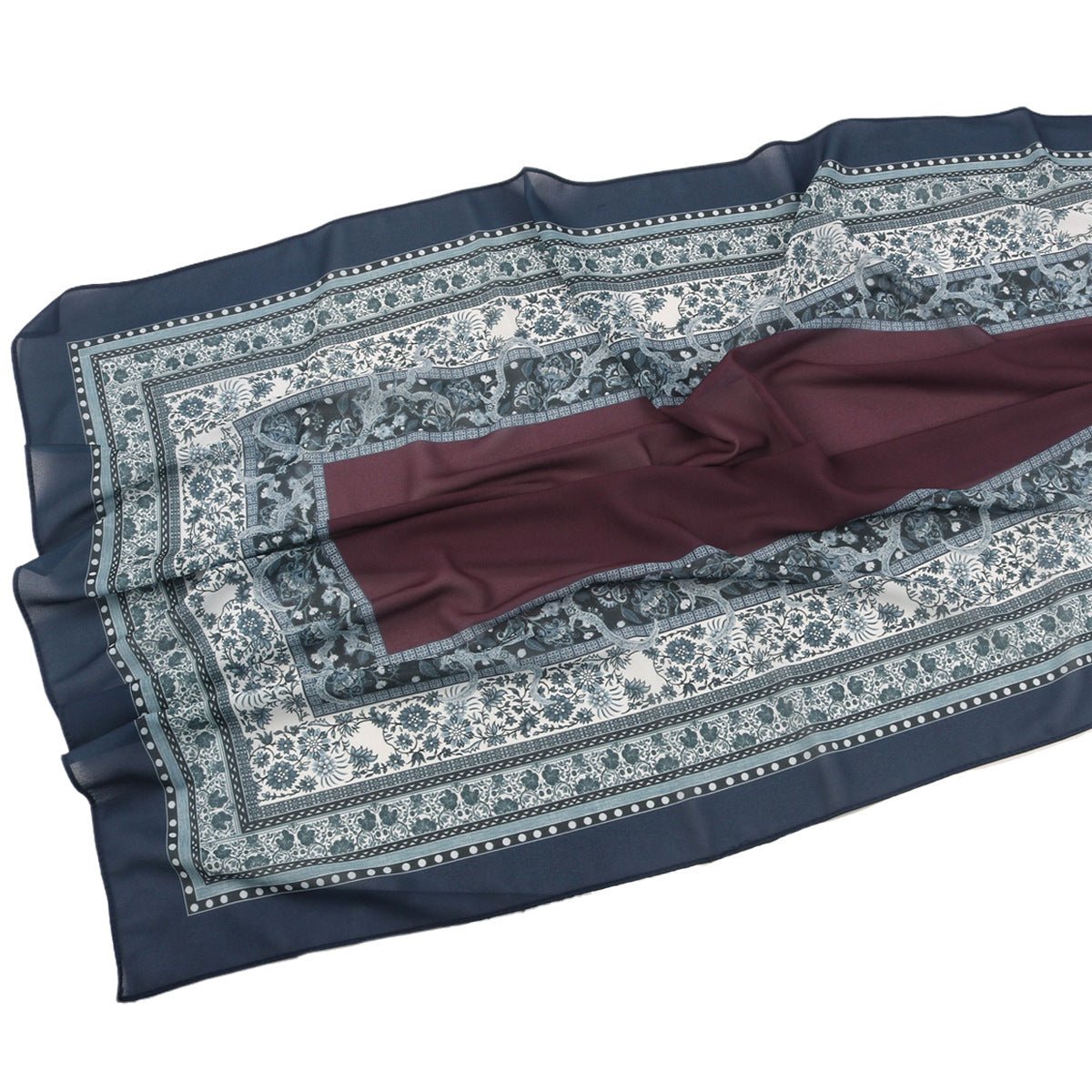 Elegant Printed Chiffon Hijab Scarf Bohemian Style Breathable Sun Protection Wrap (MH136) - Mariam's Collection