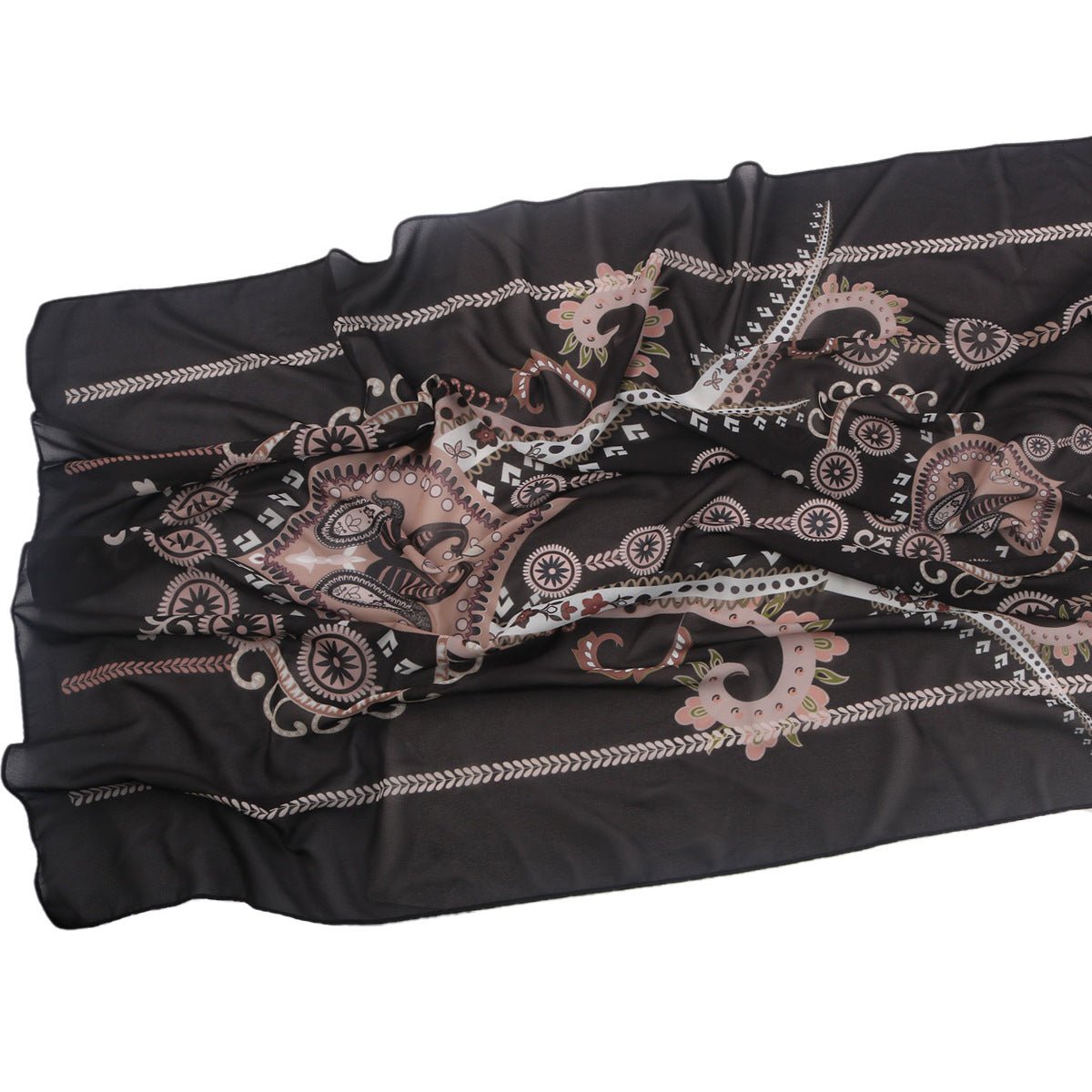 Elegant Printed Chiffon Hijab Scarf Bohemian Style Breathable Sun Protection Wrap (MH136) - Mariam's Collection