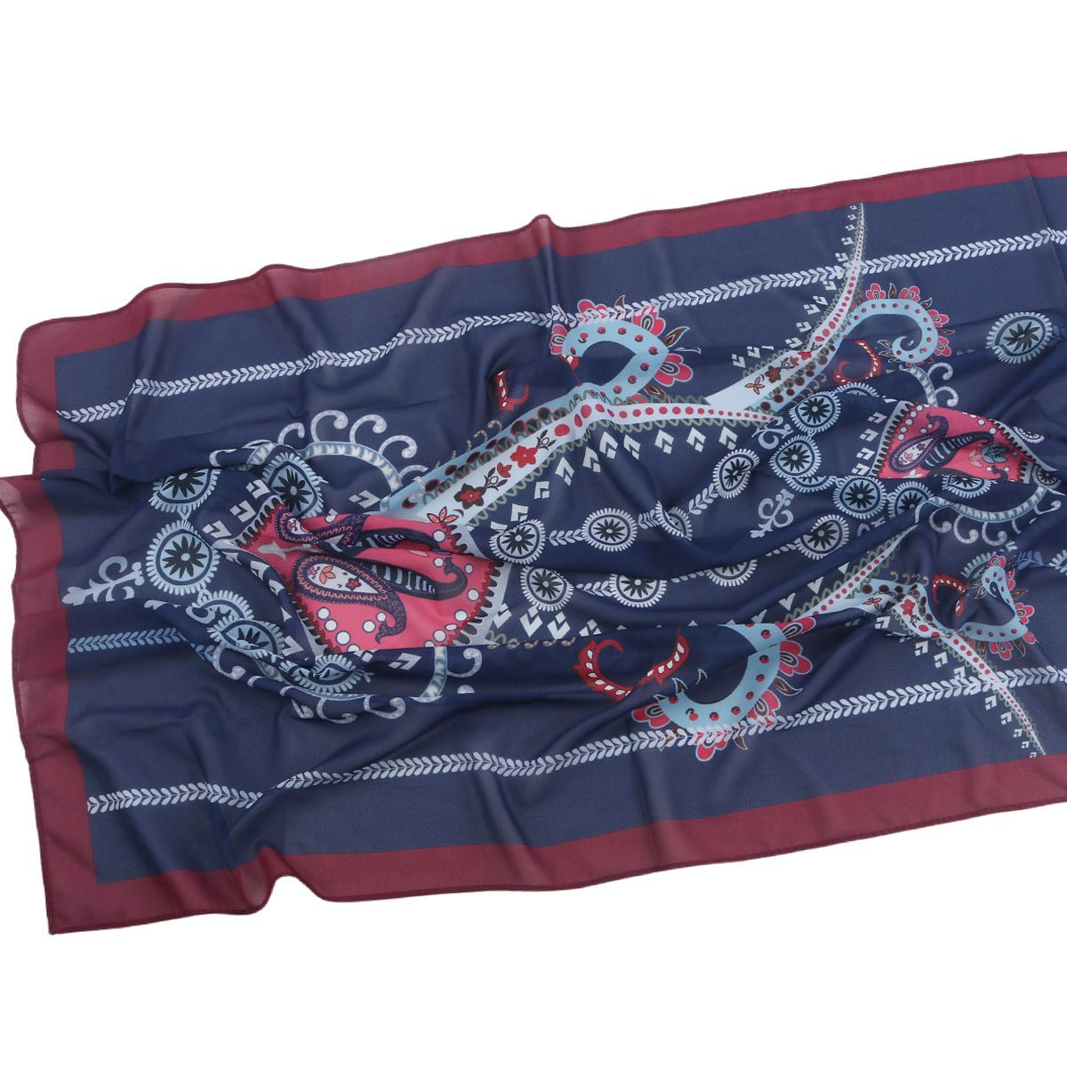 Elegant Printed Chiffon Hijab Scarf Bohemian Style Breathable Sun Protection Wrap (MH136) - Mariam's Collection
