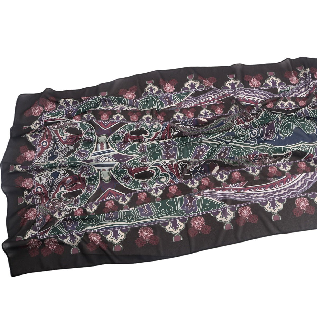 Elegant Printed Chiffon Hijab Scarf Bohemian Style Breathable Sun Protection Wrap (MH136) - Mariam's Collection