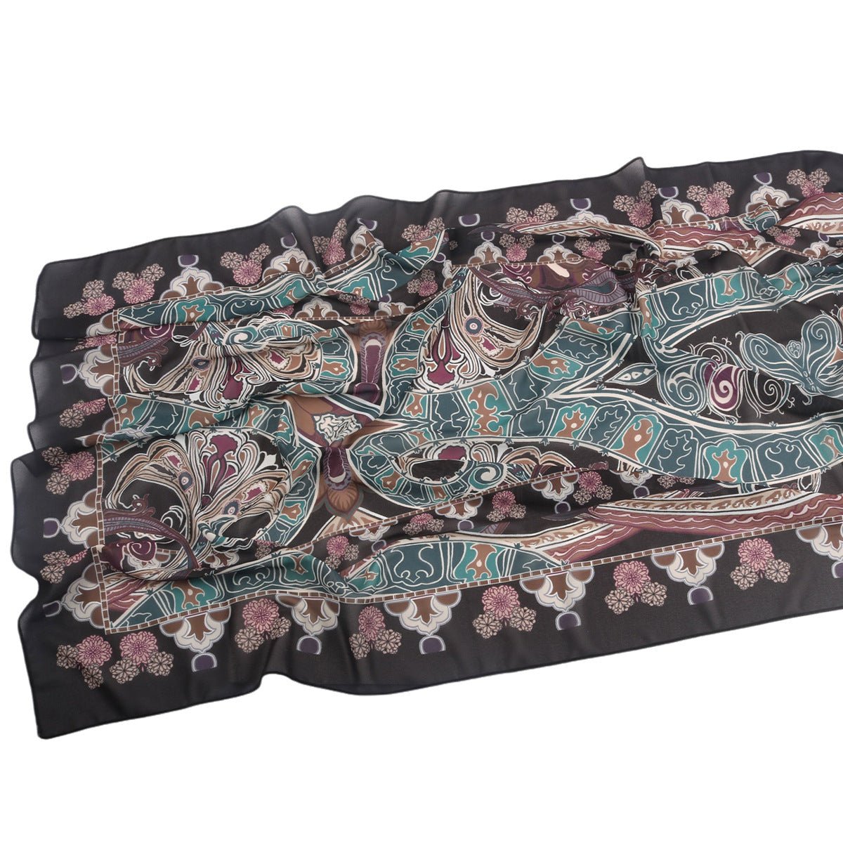 Elegant Printed Chiffon Hijab Scarf Bohemian Style Breathable Sun Protection Wrap (MH136) - Mariam's Collection
