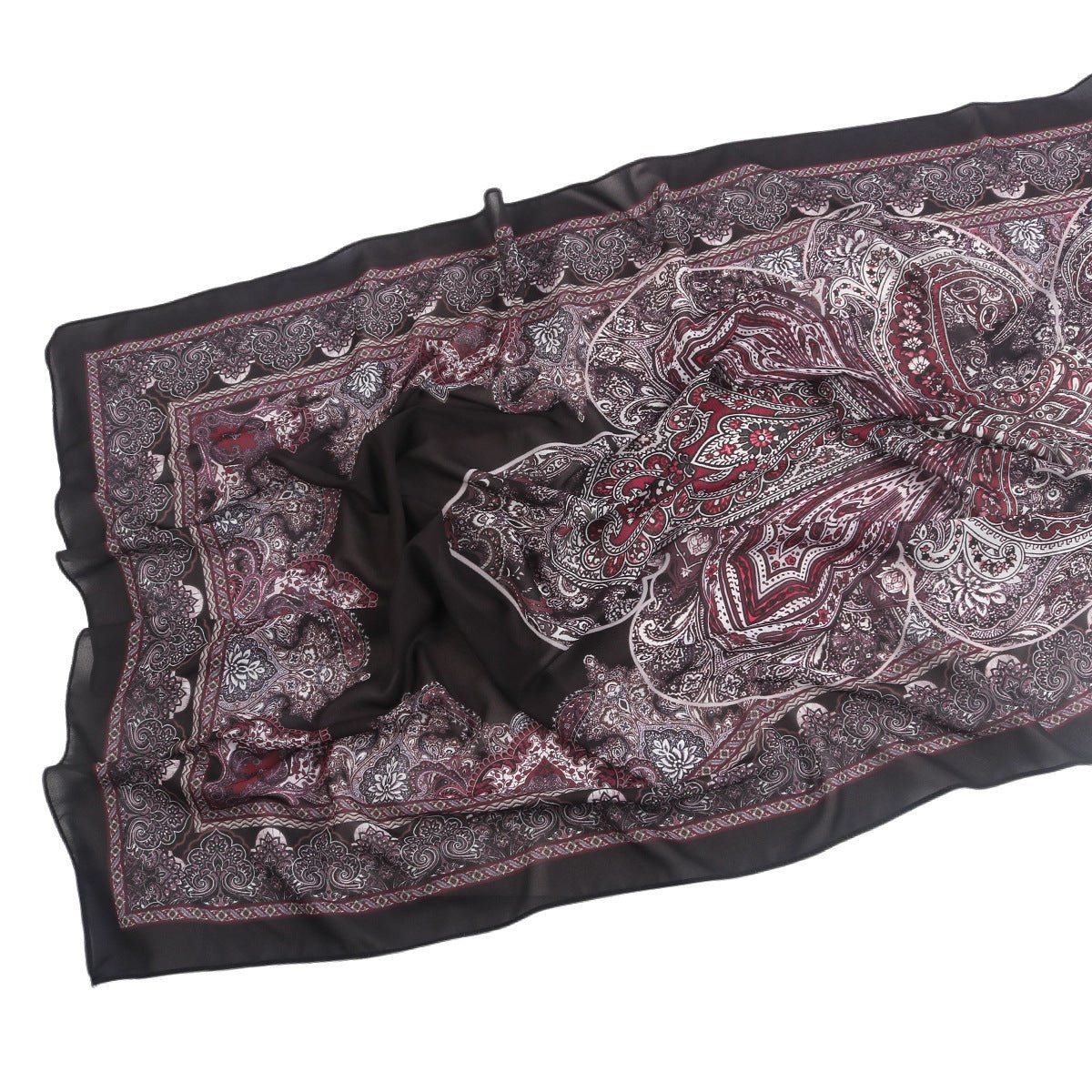 Elegant Printed Chiffon Hijab Scarf Bohemian Style Breathable Sun Protection Wrap (MH136) - Mariam's Collection