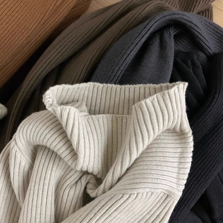 Elegant Ribbed Knit Maxi Dress | Mock Neck A - Line Sweater Dress (MS173) - Mariam's Collection