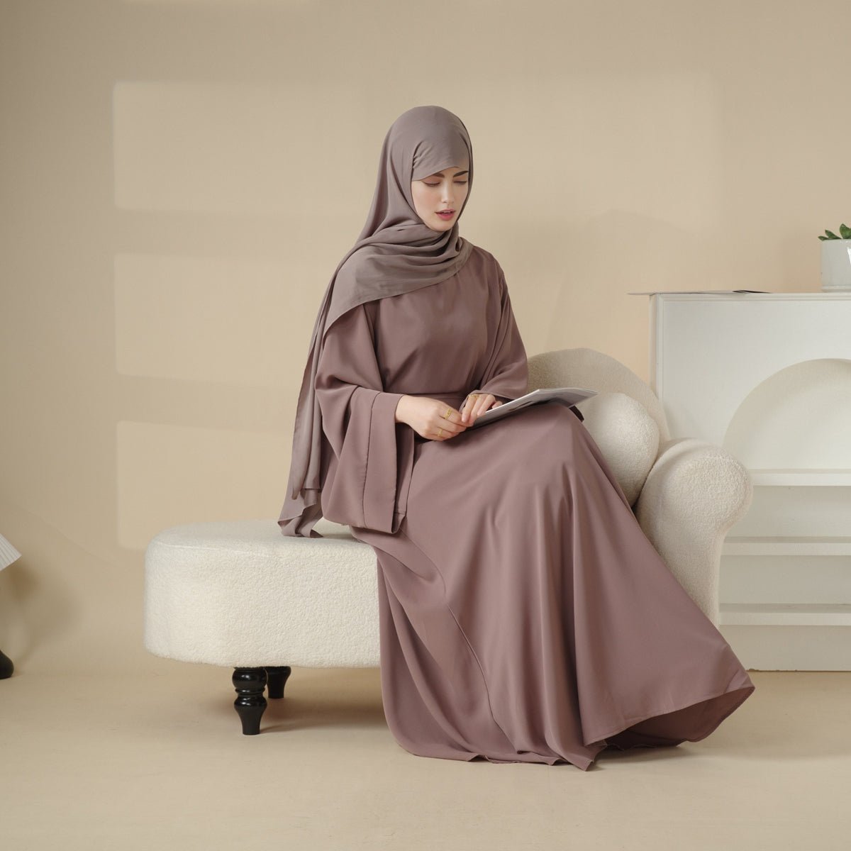 Elegant Solid Color Abaya For Muslimahs (MA036) - Mariam's Collection