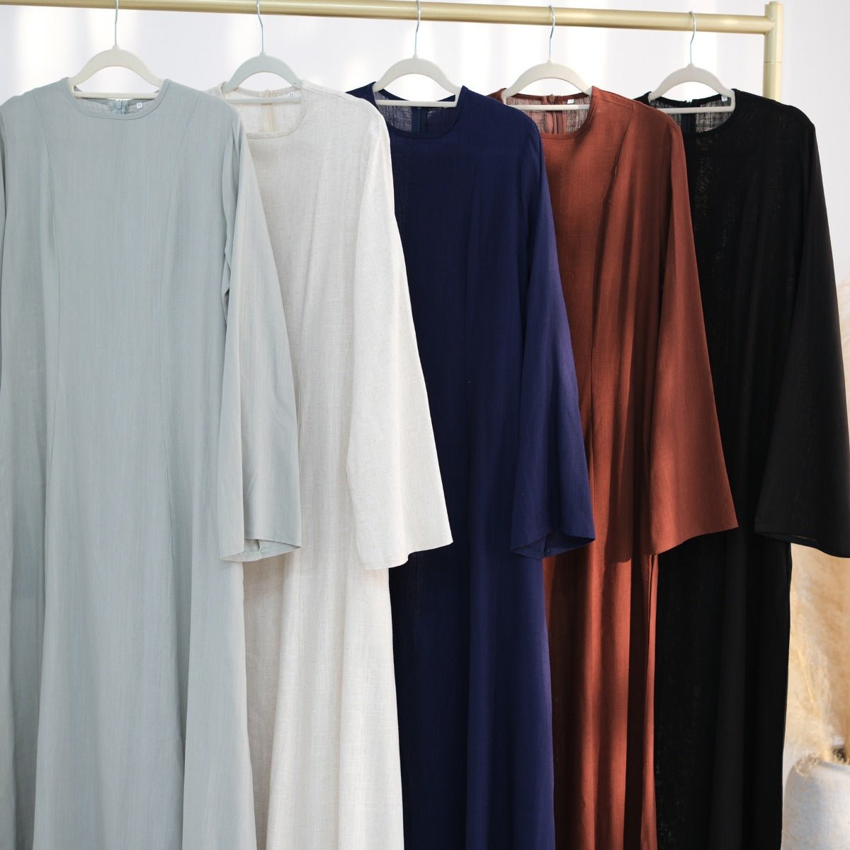 Elegant Solid Color Robe Abaya Back - Tie Dressing Gown Style Abaya with Flared Sleeves. (MA215) - Mariam's Collection
