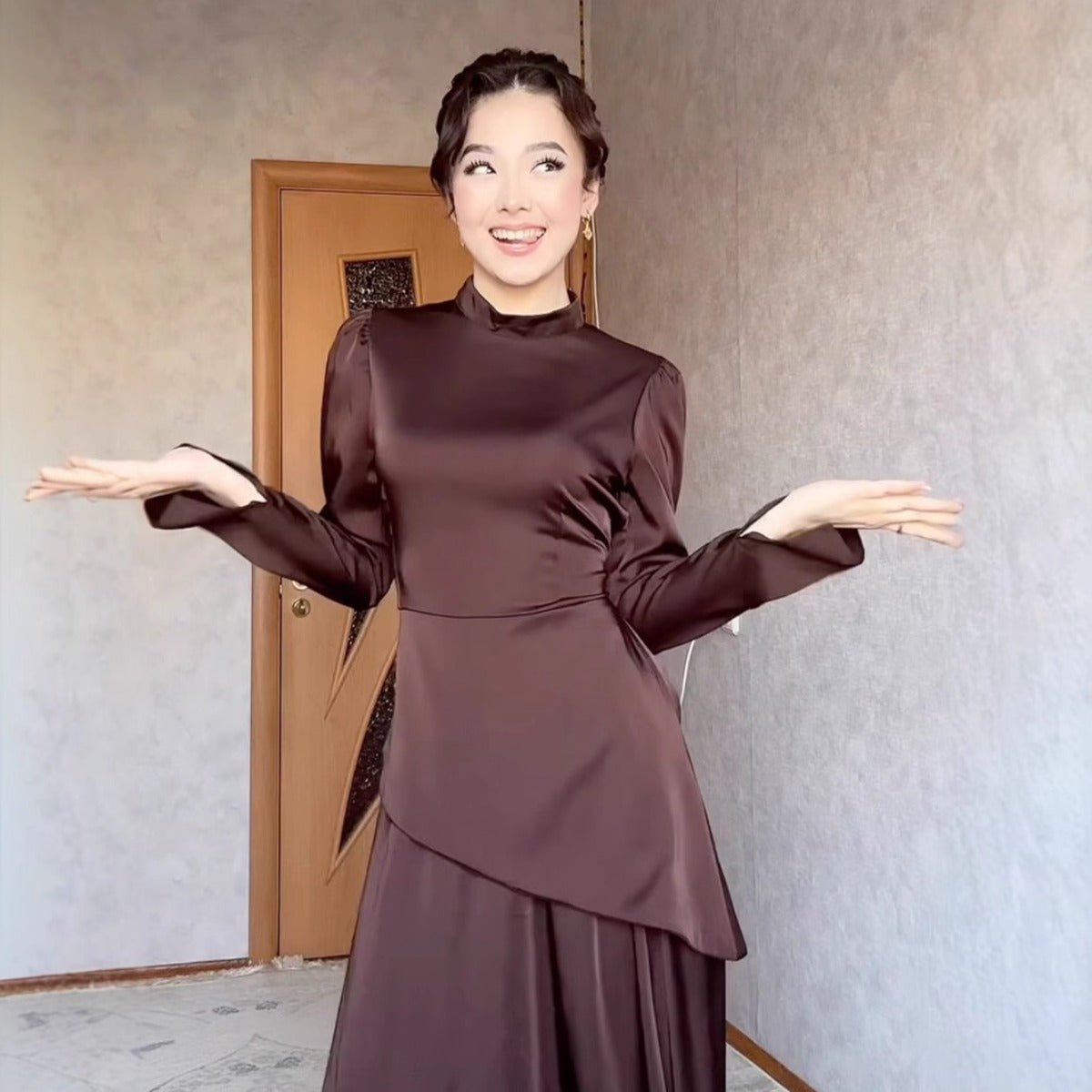 Exotic Long-Sleeve Maxi Dress Abaya (MA216)