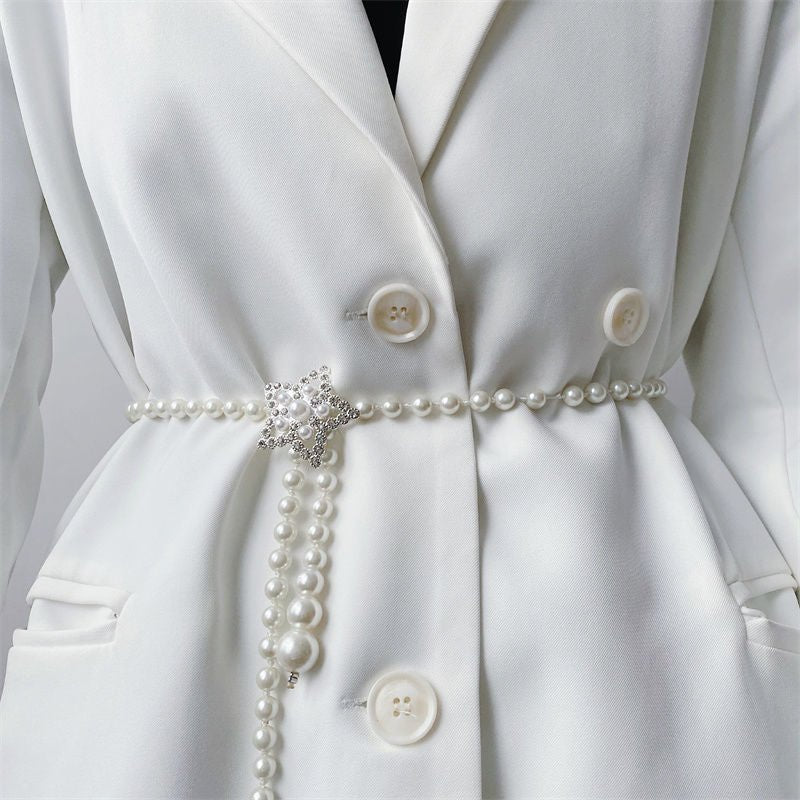 Elegant Versatile Pearl Cascade Waist Belt (MAC349) - Mariam's Collection