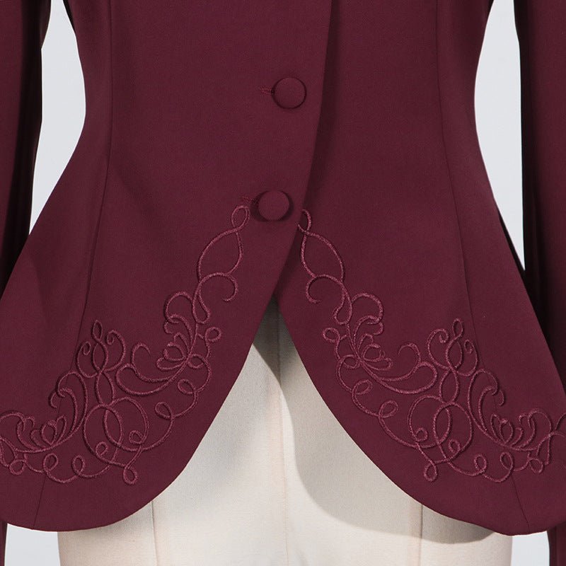 Embroidered Blazer & Pleated Skirt Set(MS214) - Mariam's Collection