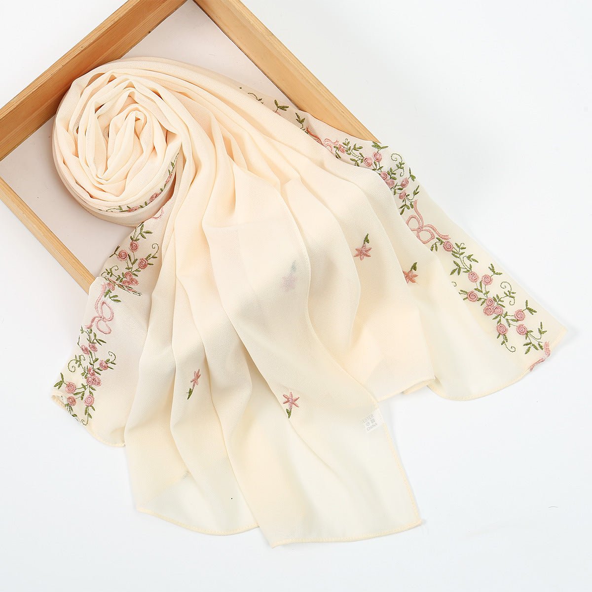 Embroidered Chiffon Hijab Scarf(MH220) - Mariam's Collection