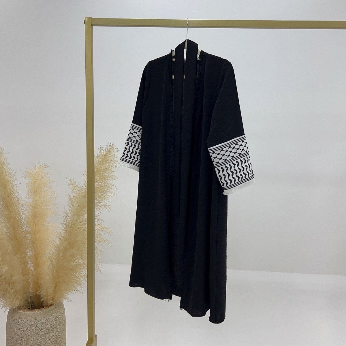 Embroidered Children's Abaya Set Pakistan Geometric Print Robe Abaya with Matching Belt. (MKG015) - Mariam's Collection