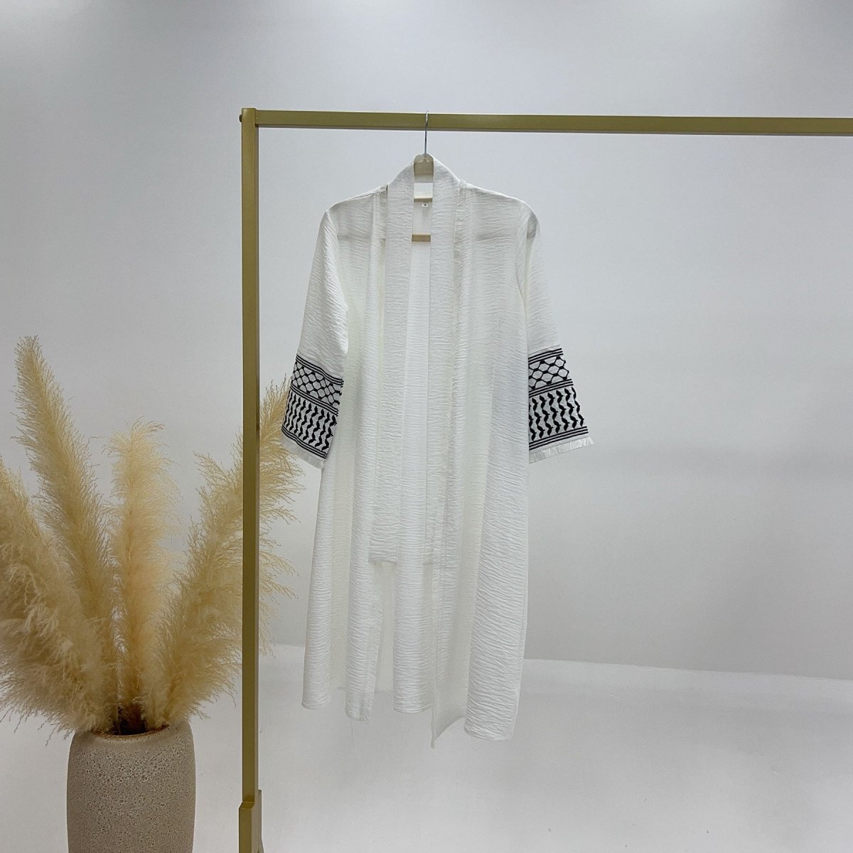 Embroidered Children's Abaya Set Pakistan Geometric Print Robe Abaya with Matching Belt. (MKG015) - Mariam's Collection