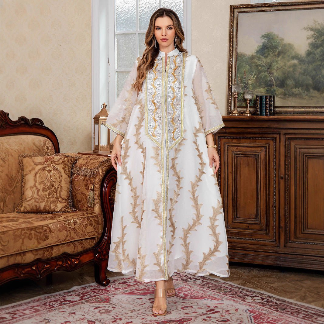 Embroidered Mesh Party Abaya(MA414) - Mariam's Collection