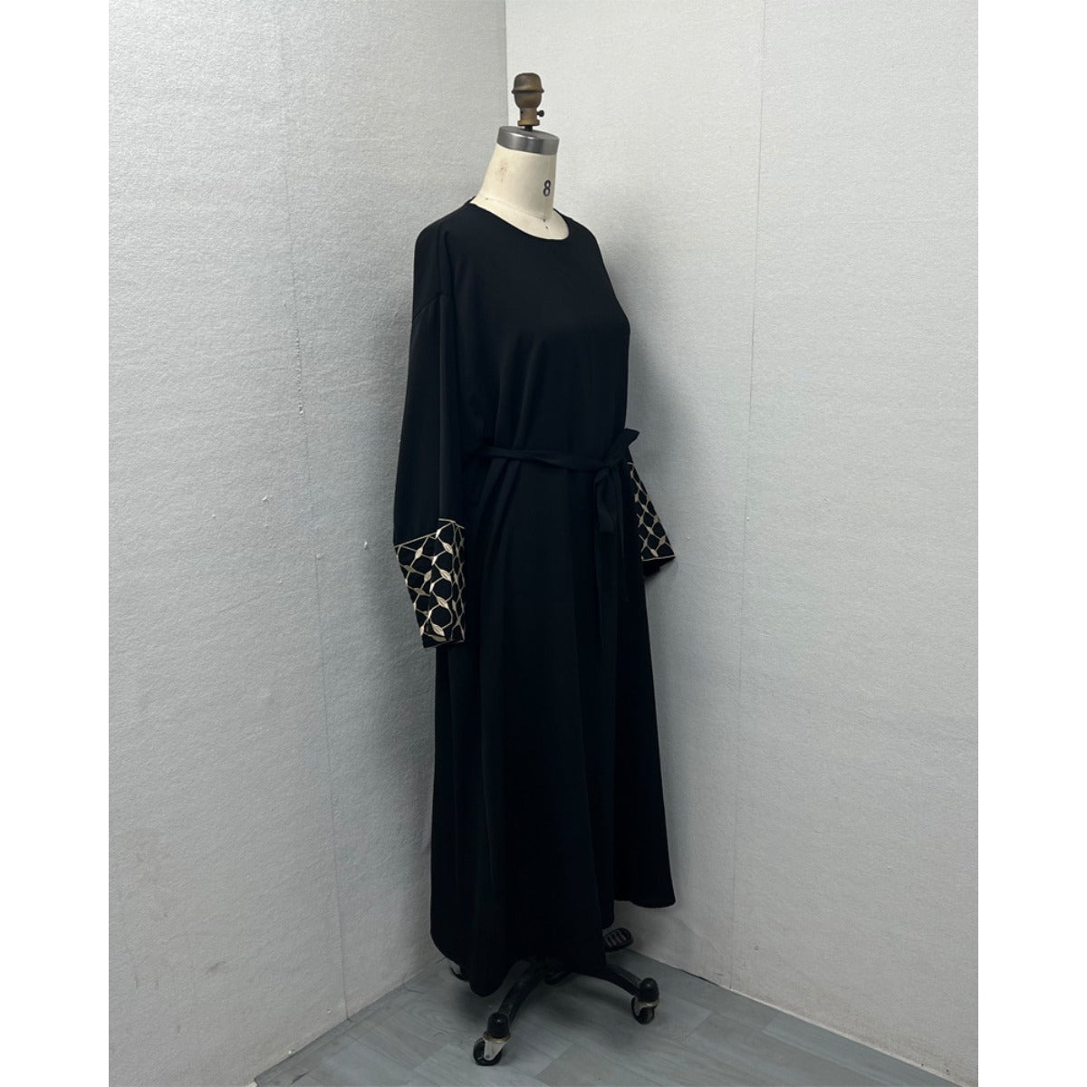 Embroidered Pattern Abaya Robe Dress - Modest Muslim Long Sleeve Maxi with Detachable Belt(MA272) - Mariam's Collection